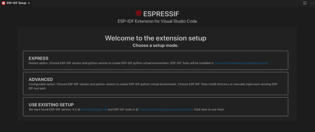 configure the ESP-IDF extension in VS