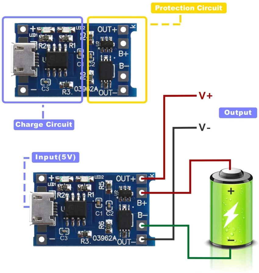 Lithium Ion Battery Charger Module : Connection diagram 